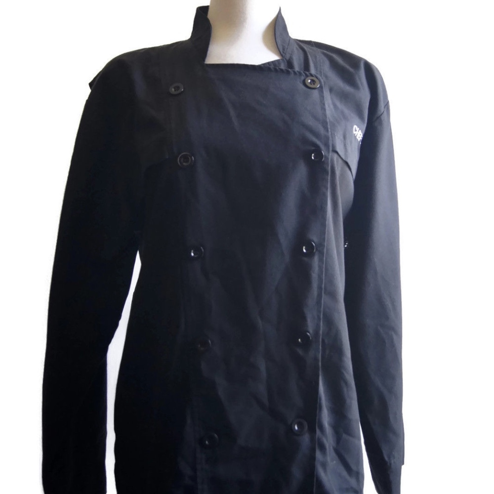Happy Chef Cooking Uniform Panel Chef Shirt Black